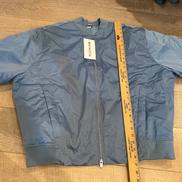 ATHLETA WOMENS XL SATEEN BOMBER JACKET NEW BABY BLUE - Picture 3 of 10